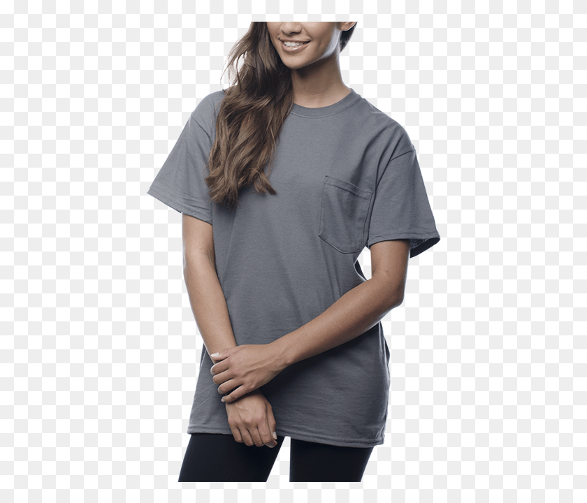 423x660 Short Sleeve Pocket T Shirt Girl, Clothing, Apparel, Person HD PNG Download