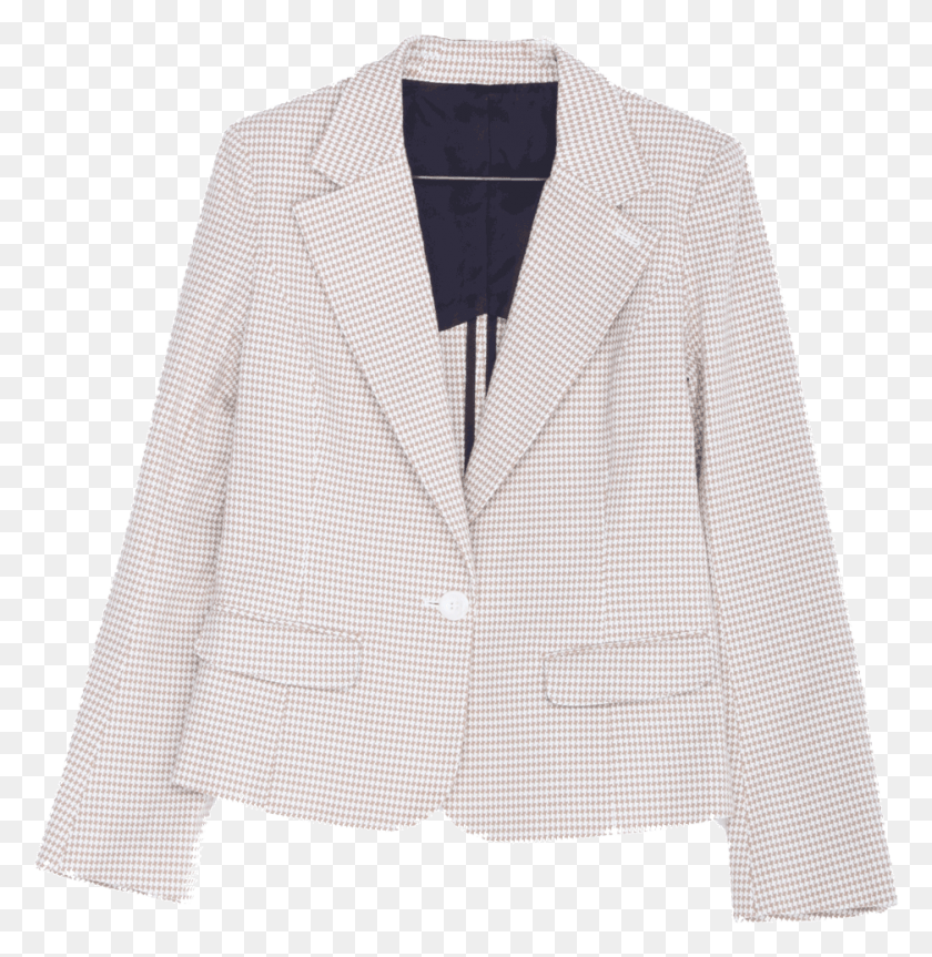 937x965 Short Suit Jacket Beige Houndstooth Clothes Hanger, Blazer, Coat, Clothing Descargar Hd Png