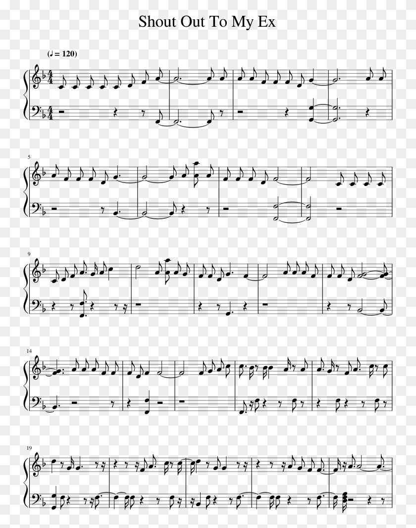 747x1007 Shout Out To My Ex Sheet Music 1 Of 2 Pages Sarabande Haendel Partition Piano, Gray, World Of Warcraft HD PNG Download