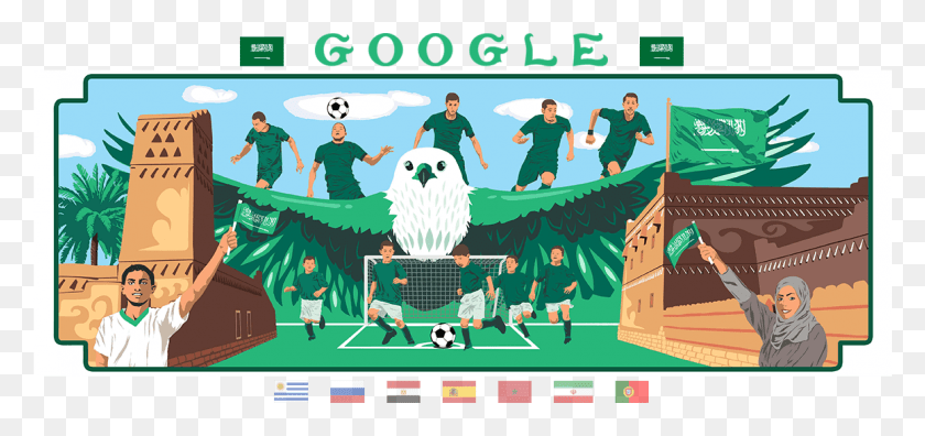 1158x500 Показать Заголовки Google Doodle World Cup 2018 Португалия, Человек, Человек, Люди Hd Png Скачать