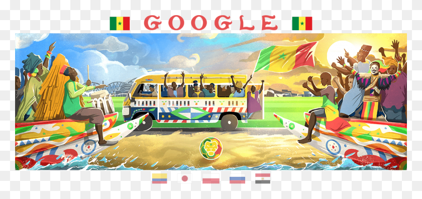 1158x500 Show Headers Google Doodle World Cup Game, Advertisement, Poster, Bus HD PNG Download