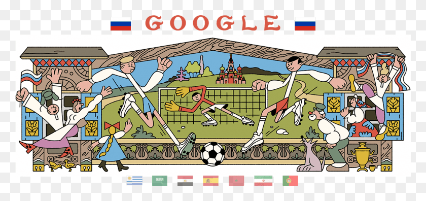 1158x500 Google Doodle Чемпионат Мира По Футболу В России, Человек, Человек, Люди Hd Png Скачать
