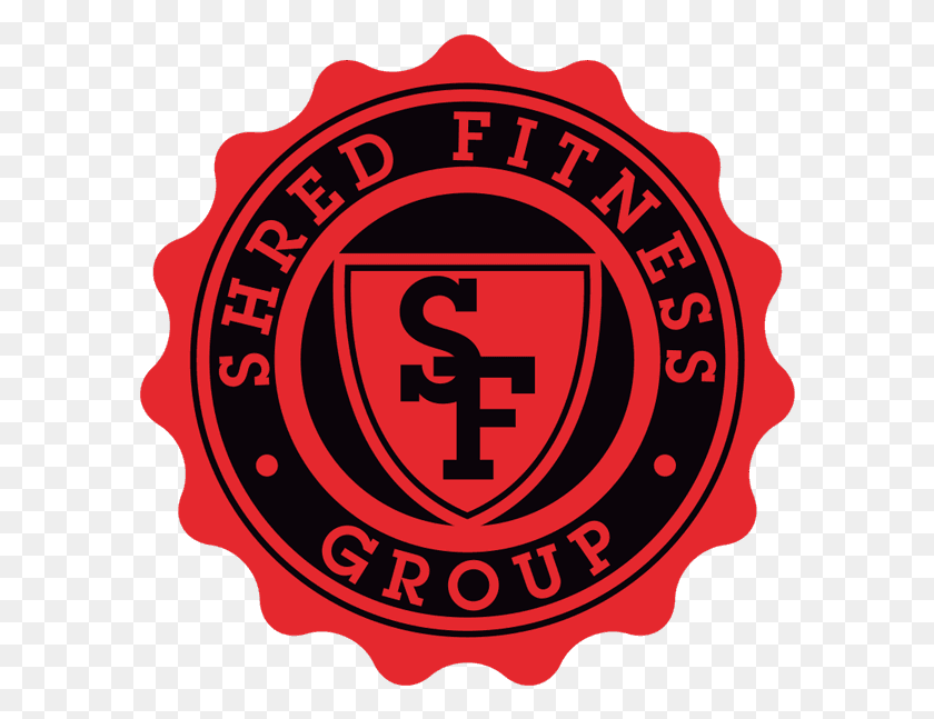 590x587 Shred Fitness Logo Emblem, Symbol, Trademark, Ketchup HD PNG Download