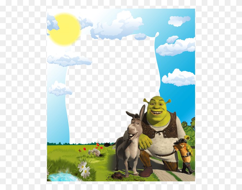 514x600 Shrek Boarders And Frames Gugu Birthday Frames Shrek Burro Y El Gato, Animal, Mamífero, Al Aire Libre Png