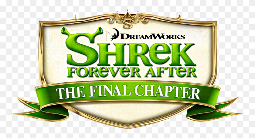 1076x545 Descargar Png Shrek Forever After Emblem, Texto, Etiqueta, Pastel De Cumpleaños Hd Png