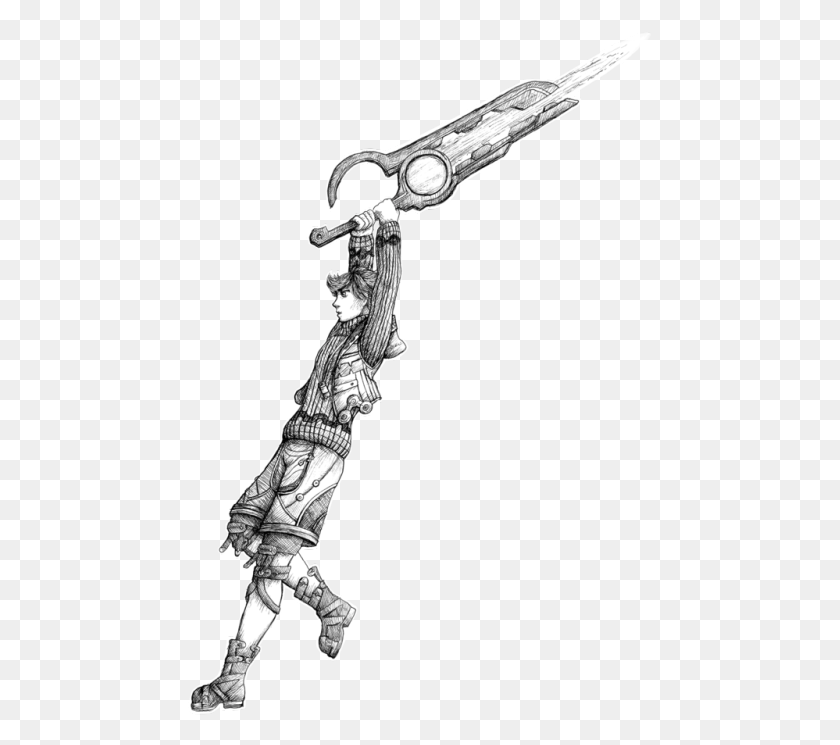 465x685 Шалк Xenoblade Chronicles Xenoblade Monado Fineliner Sketch, Человек, Человек Hd Png Скачать