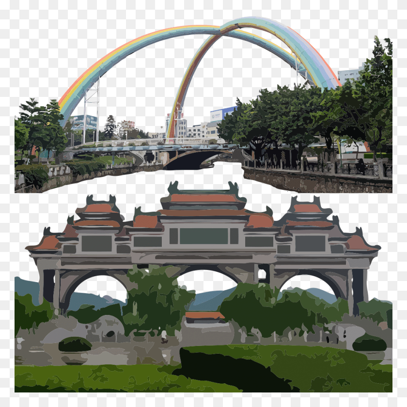 1024x1024 Shunde Rainbow Bridge And Shunfengshan Park Shunfeng Mountain Park, Architecture, Building, Person HD PNG Download