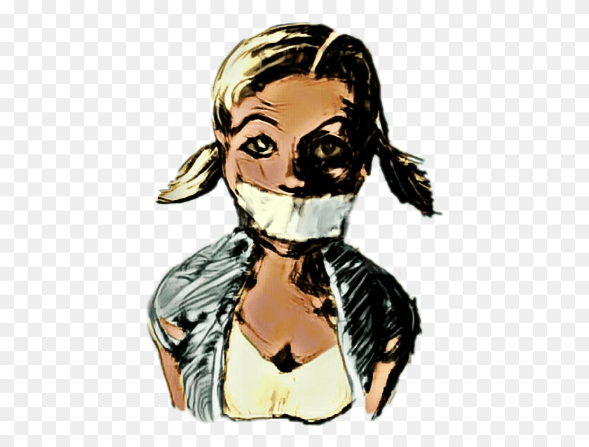 425x577 Shutup Punk Cute Pigtails Rock Tape Lies Girl Illustration, Person, Human HD PNG Download