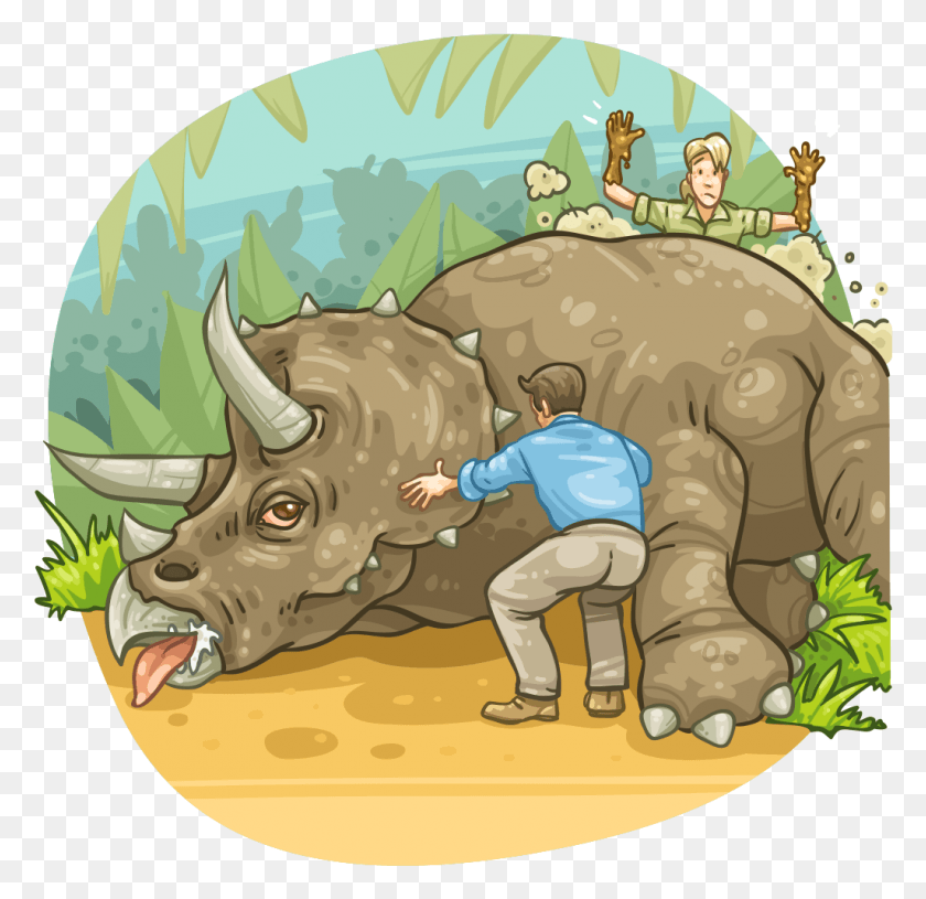 1025x993 Sick Triceratops Cartoon, Person, Human, Wildlife HD PNG Download