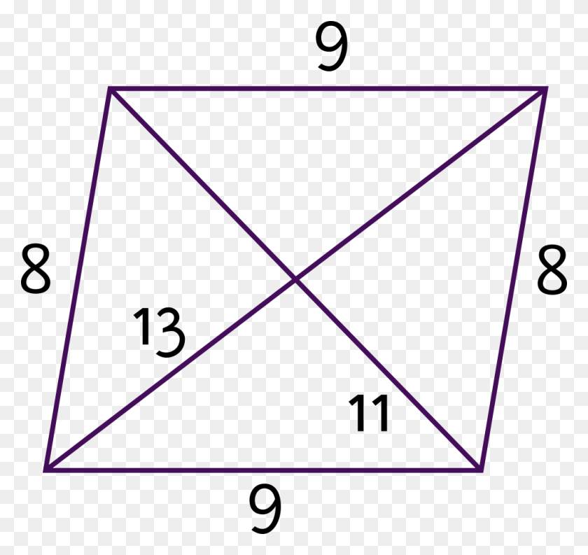 1000x940 Side Lengths Are 8 And 9 Diagonal Lengths Are 11 And Vierkant Met Kruis Erin, Bow, Triangle, Envelope HD PNG Download