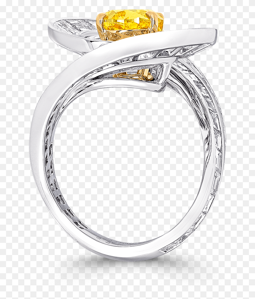 651x925 Side View Of A Graff Yellow And White Diamond Swirl Engagement Ring, Accessories, Accessory, Jewelry Descargar Hd Png
