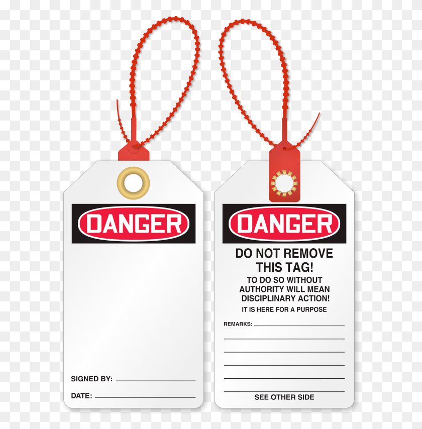 595x794 Sided Osha Danger Loop N Lock Tie Tag Sign, Label, Text, Beverage HD PNG Download