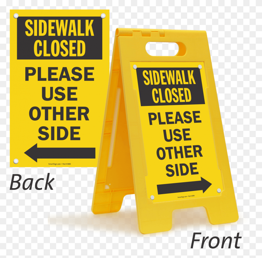 1448x1427 Sidewalk Closed 2 Sided Standing Floor Sign Mobile Phone, Fence, Barricade HD PNG Download