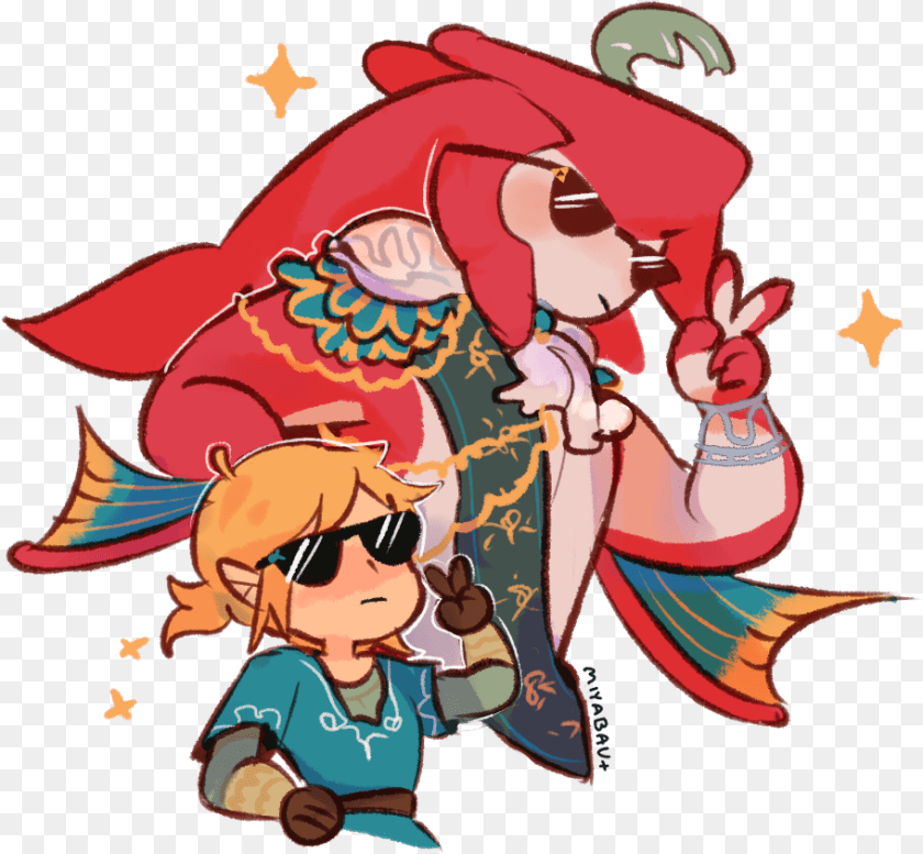 912x844 Sidon And Link Chibi, Accessories, Sunglasses, Baby, Person Transparent PNG