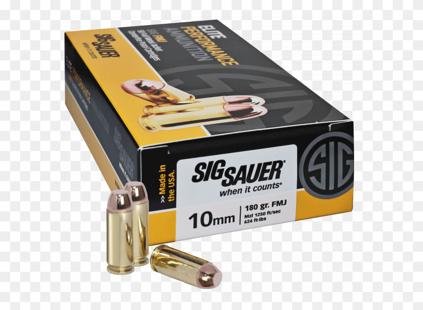600x556 Sig Sauer E10mb1 50 Full Metal Jacket 10mm 180 Gr Fmj Sig 357 Sig Ammo, Weapon, Weaponry, Ammunition HD PNG Download