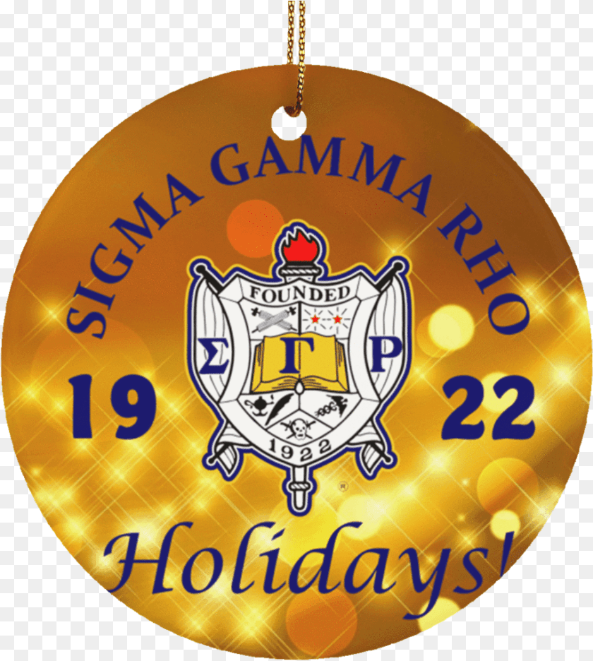 Sigma Gamma Rho Christmas Ornaments, Badge, Logo, Symbol, Gold Sticker PNG