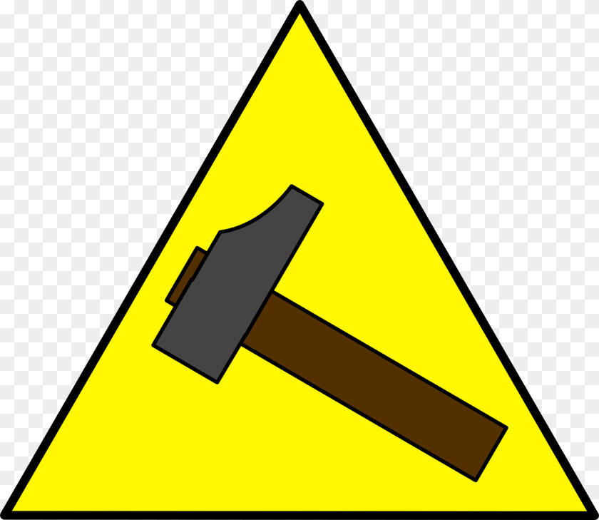 1280x1111 Sign Hammer, Triangle, Device, Rocket, Weapon Sticker PNG