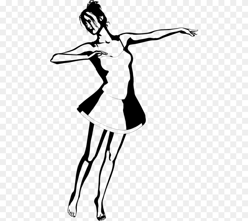 501x750 Silhouette Ballet Dancer Drawing, Gray Sticker PNG