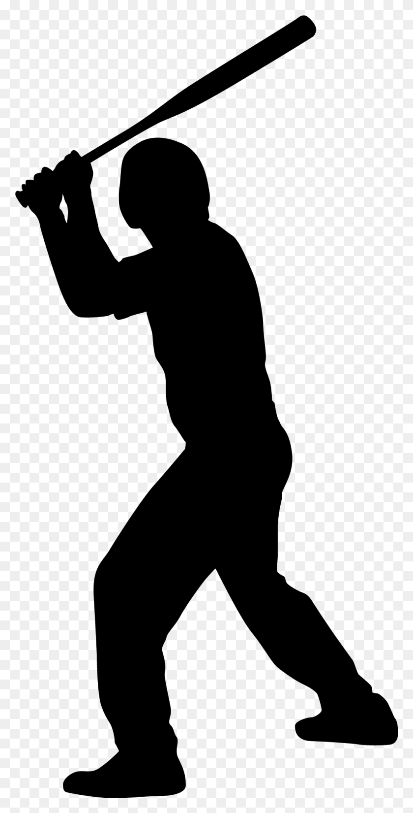 1001x2043 Silhouette Baseball Standing Recreation College Softball, Gray, World Of Warcraft HD PNG Download