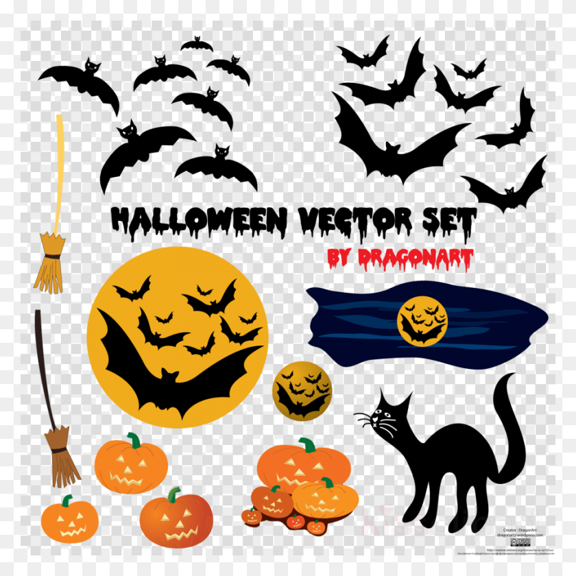 900x900 Silhouette Bats Clipart Clip Art Set Halloween Vector, Texture, Polka Dot, Horse HD PNG Download