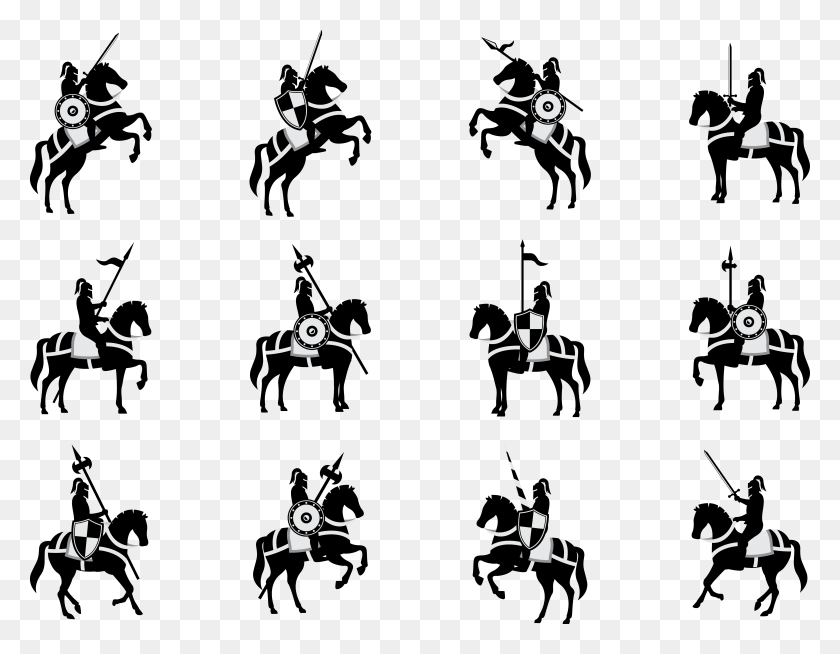 4928x3754 Silhouette Cavalry Euclidean Vector Silhouette Horse With Warrior, Architecture, Building, Shower Faucet HD PNG Download
