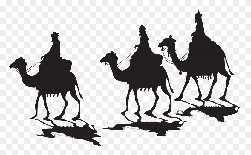 7909x4647 Silhouette Clip Art Three Wise Men, Camel, Mammal, Animal HD PNG Download