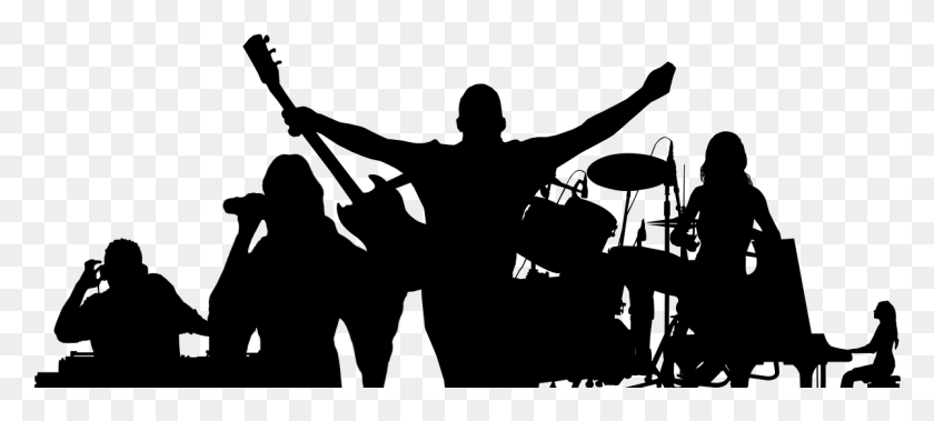 1201x492 Silhouette Crowd Mobile Music Silhouette No Background, Person, Human HD PNG Download