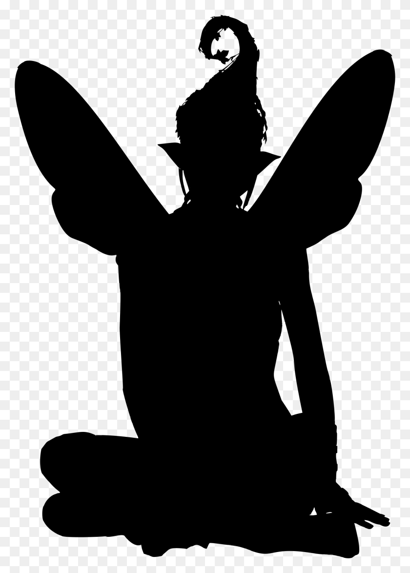 1625x2322 Silhouette Fairy Godmother Drawing Angel Sitting Fairy Silhouette, Gray, World Of Warcraft HD PNG Download