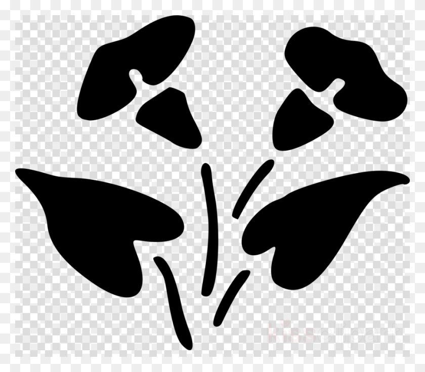 900x780 Silhouette Flower Clipart Flower Leaf Black And White Youtube Icon In White, Texture, Polka Dot HD PNG Download