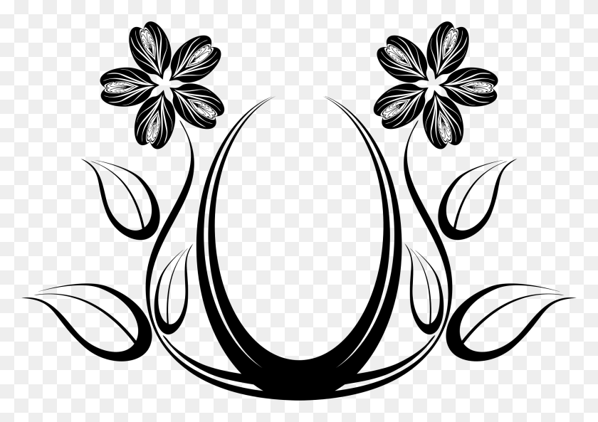 2248x1539 Silhouette Flower Designs At Getdrawings Flower Designs Line Art, Floral Design, Pattern, Graphics HD PNG Download