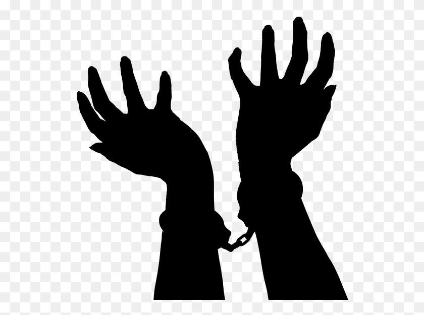 544x565 Silhouette Hands Handcuffs Black Human Shadow Sombra De Manos, Hand, Light HD PNG Download