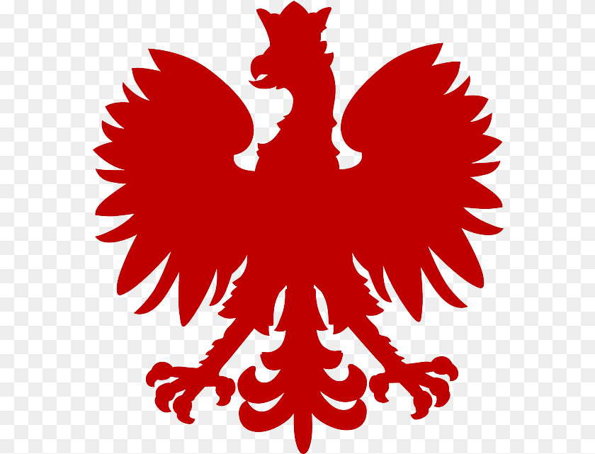 581x641 Silhouette Heraldic Animal Red Crown Polish Eagle Transparent, Emblem, Symbol PNG