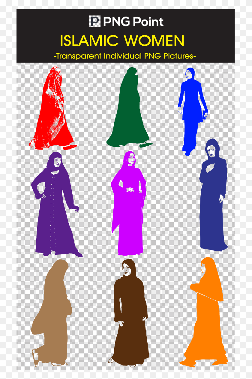 729x1202 Silhouette Images Icons And Clip Arts Of Islamic Women Plafometal, Clothing, Apparel, Poster HD PNG Download