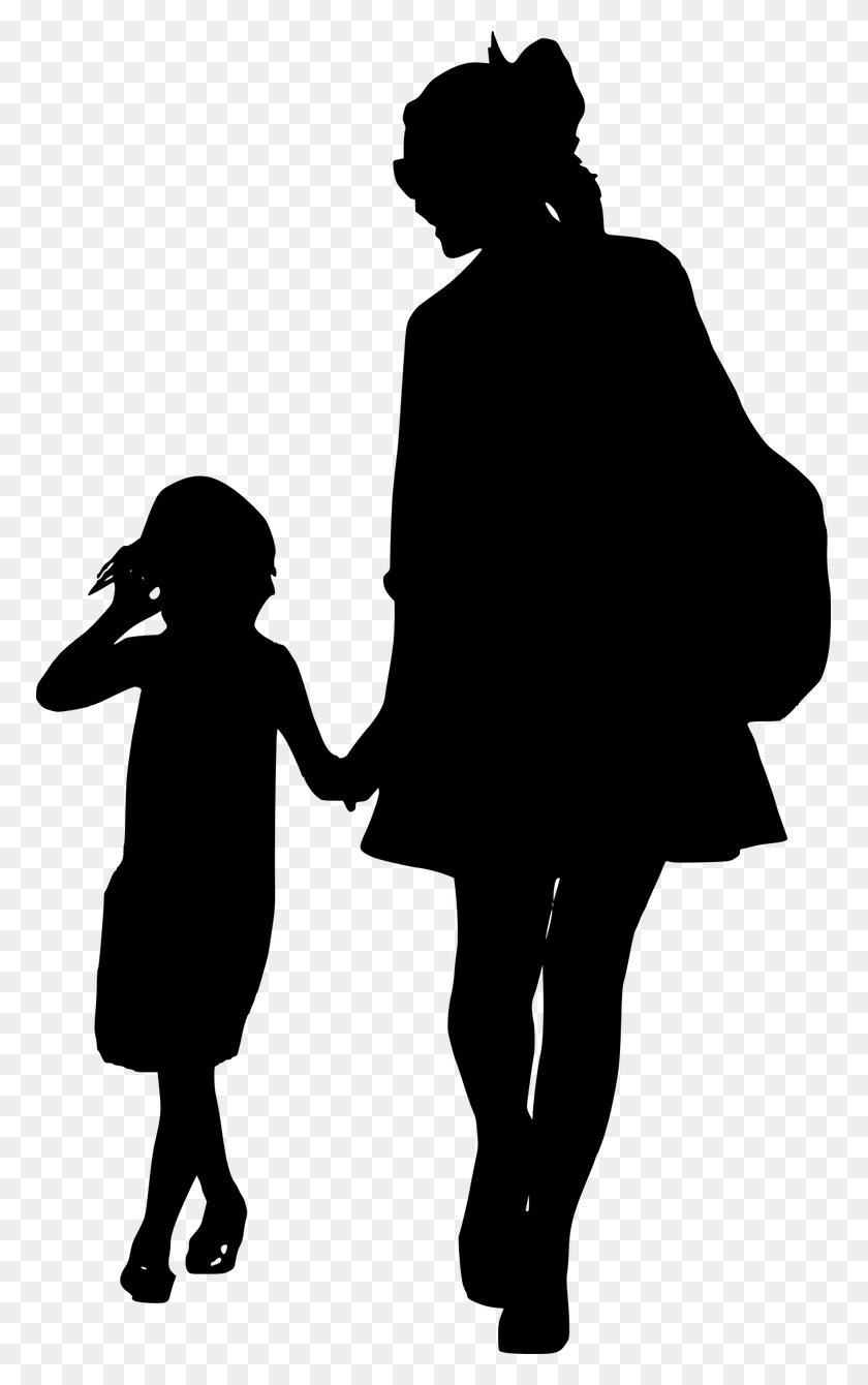 769x1280 Silhouette Mother Daughter Together Walking Family Silhouette Mother And Daughter Clipart, Gray, World Of Warcraft HD PNG Download