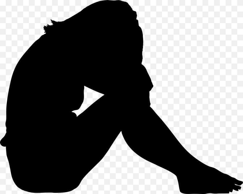 2238x1790 Silhouette Of A Girl Crying, Gray Transparent PNG