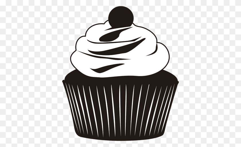 Silhouette Of Cupcake Illustration, Cake, Cream, Dessert, Food Transparent PNG