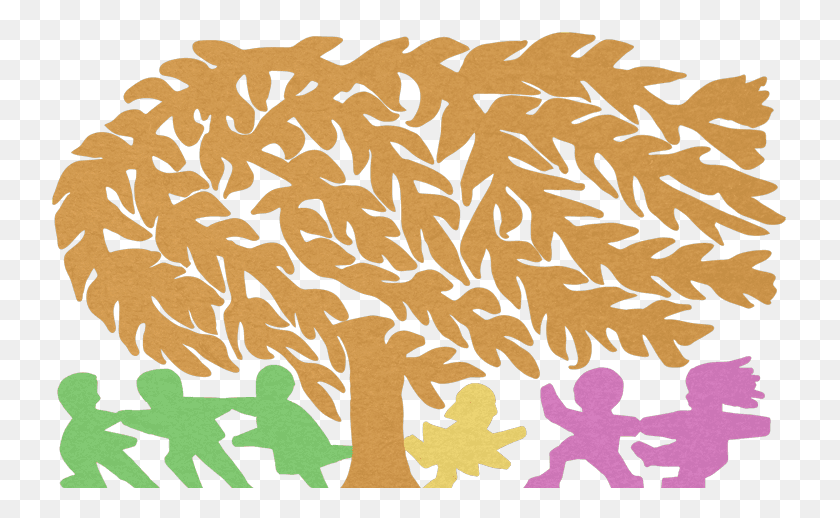 737x458 Silhouette Of Kids Playing Under A Willow Tree Illustration, Rug, Pattern, Paper HD PNG Download