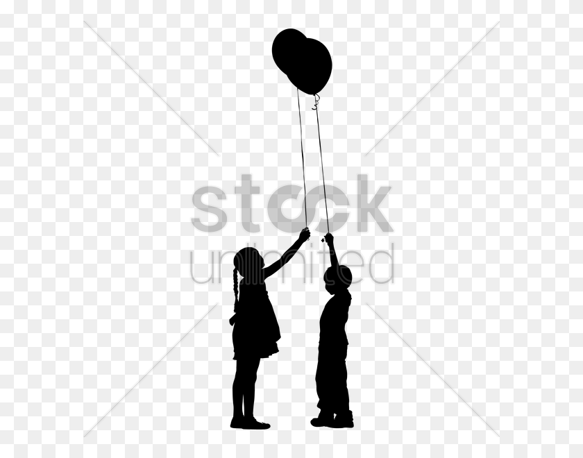600x600 Silhouette Of Kids Playing With Balloon Vector Image Golden Bauhinia Square Vector, Text, Face, Triangle HD PNG Download