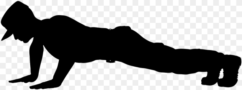 Silhouette Push Ups Clipart, Gray Transparent PNG