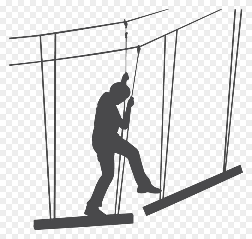 1017x962 Silhouette Ropes Course Ropes Course, Person, Human, Acrobatic HD PNG Download