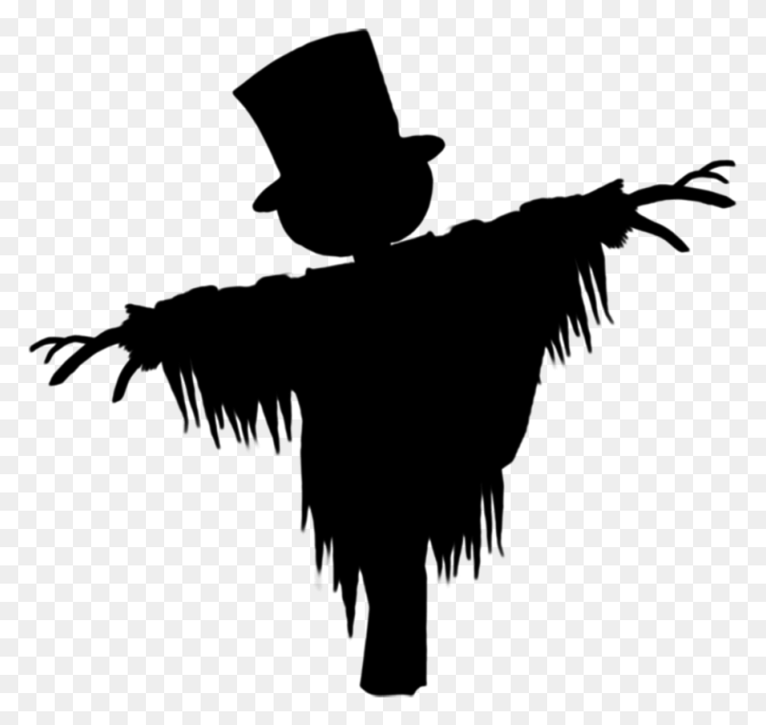 956x902 Silhouette Scarecrow Halloween Freetoedit Transparent Scarecrow Silhouette, Gray, World Of Warcraft HD PNG Download