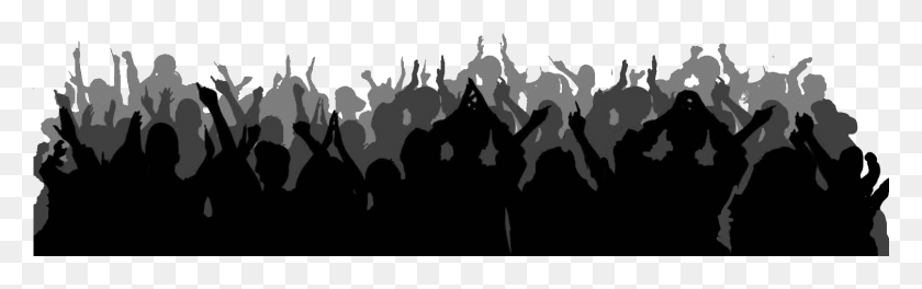 1505x394 Silhouette Transparent Photo Transparent Background Cheering Crowd Gif Transparent, Audience, Party HD PNG Download