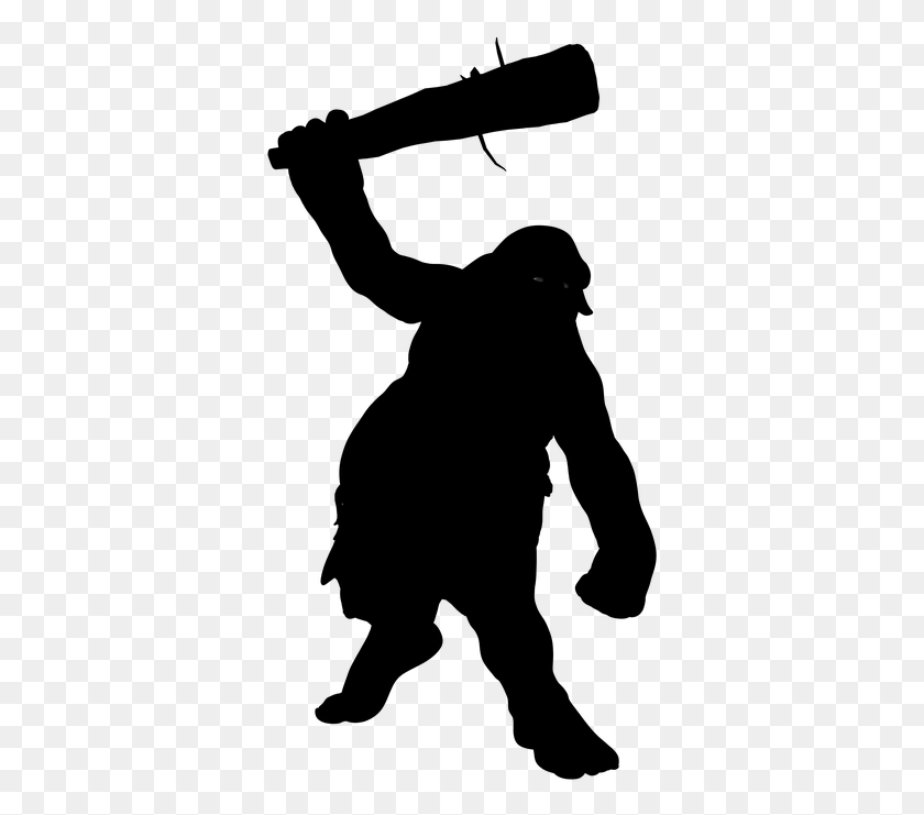 359x681 Silhouette Troll Ork Fighter Warrior Club Fantasy Ork Silhouette, Nature, Outdoors, Outer Space HD PNG Download