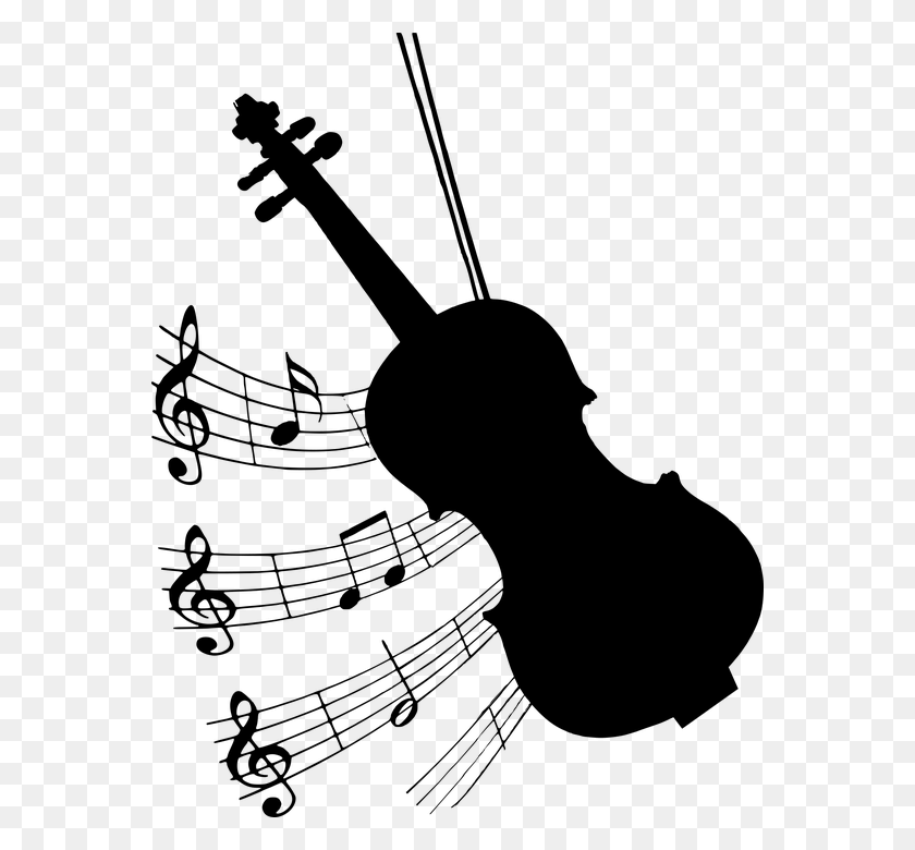 562x720 Silhouette Violin Musical Bow Music Violino E Notas Musicais, Gray, World Of Warcraft HD PNG Download