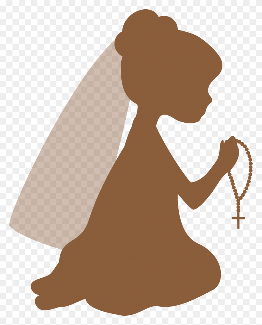 895x1130 Silhouettes First Communion Clipart First Communion Girl Clipart, Person, Human HD PNG Download