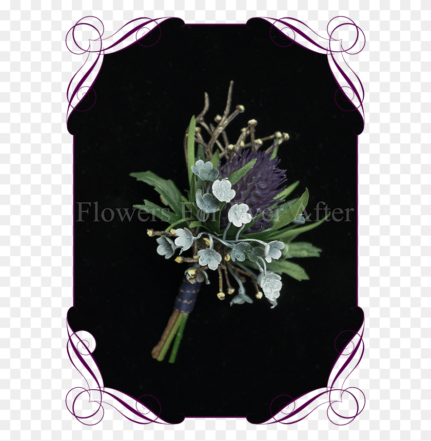587x801 Silk Artificial Purple Thistle In A Whimsical Rustic Wedding Groom Boutonniere White, Plant, Flower, Blossom HD PNG Download