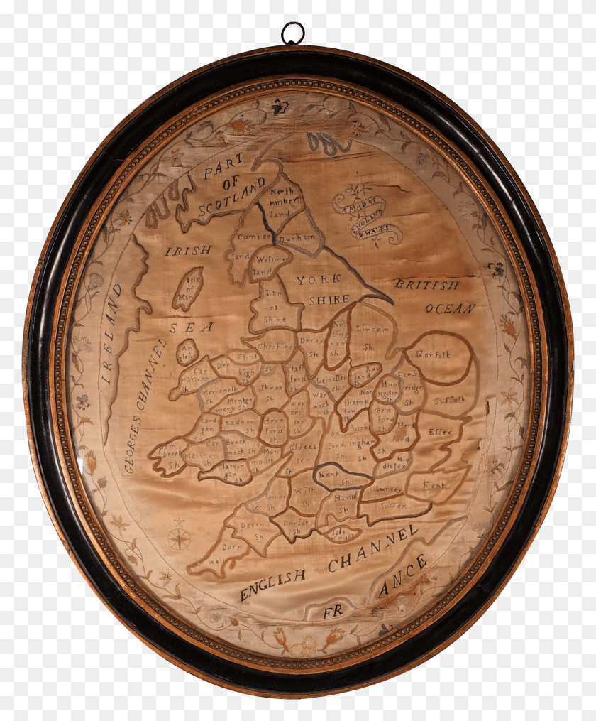 1798x2203 Silk Embroidered Map Of England In Original Ebonised Antique, Rug, Coin, Money HD PNG Download