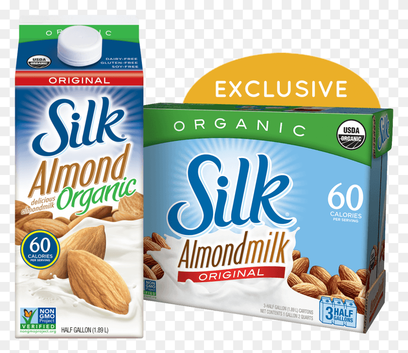 1223x1045 Silk Organic Original Almondmilk, Plant, Nut, Vegetable HD PNG Download