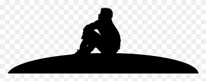 973x337 Silouette People Man Lookingup Sitting Silhouette, Outdoors, Musician HD PNG Download