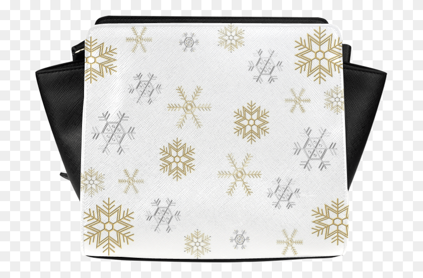 701x493 Silver And Gold Snowflakes On A White Background 2 Handbag, Rug, Pattern, Floral Design HD PNG Download